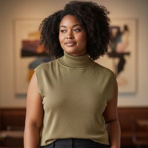 Lauren Ralph Lauren Gold Sleeveless Turtleneck Sweater